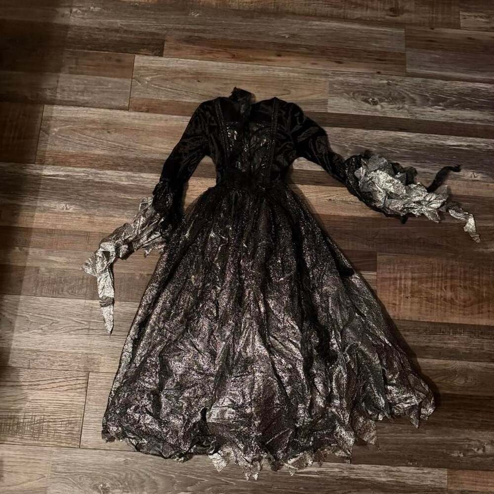 Spirit Gothic Costume Dress Size M Black Silver